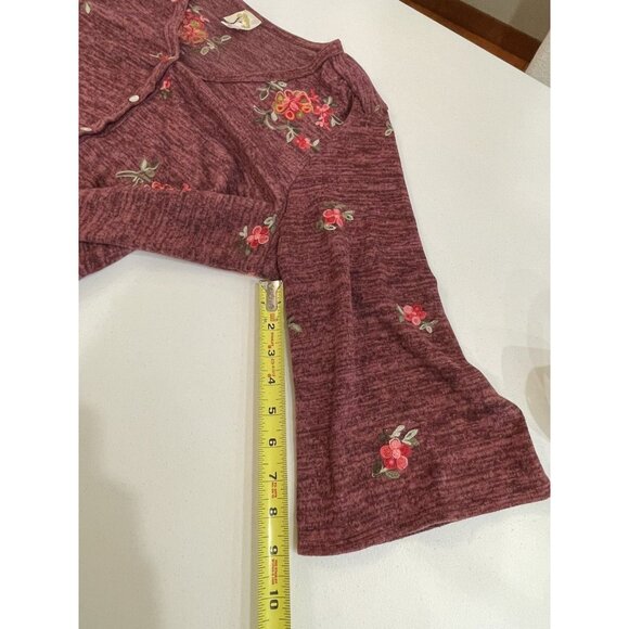 Fig and Flower‎ Top Womens 3X Floral Embroidered Peasant Boho Tie Front Cardigan - Picture 8 of 8